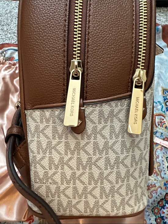 Michael Kors Beige & Brown MK Monogram Backpack main image 7